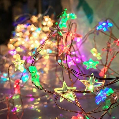 LED лампички купър - разноцветни Звездички