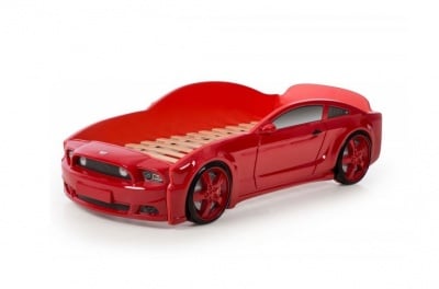 Легло - кола с триизмерен дизайн червен Мустанг