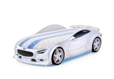 Светещо 3D легло - кола бяло Volvo Neo + матрак