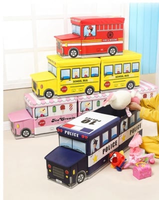 Детска сгъваема кутия за играчки тип автобус
