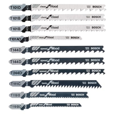 Комплект ножове за прободен трион за дърво Bosch - 10 броя