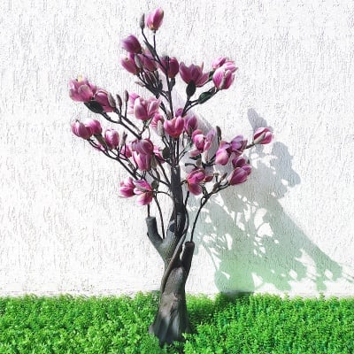 Изкуствено цвете дърво - МАГНОЛИЯ в лилаво