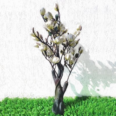 Изкуствено цвете дърво - МАГНОЛИЯ в бяло