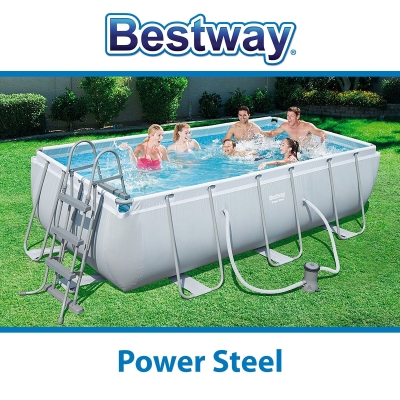 Сглобяем правоъгълен басейн с филтърна помпа BESTWAY Power Steel - 404 х 100 х 201 см