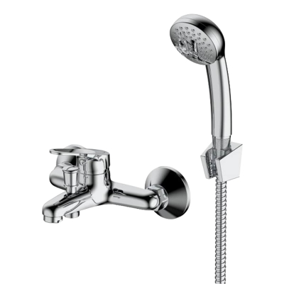 Комплект стенен смесител за вана и подвижен душ Inter Ceramic КАПРИ ICF 6342041