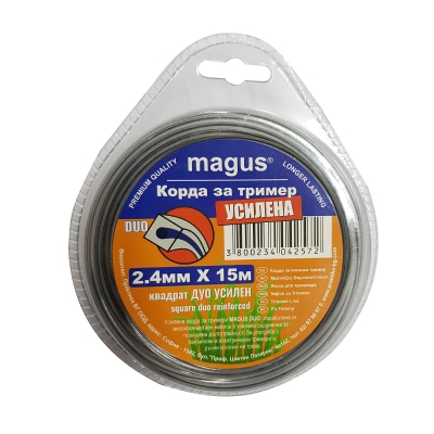 Усилена корда за тример Magus Duo - КВАДРАТ / 2,4 мм