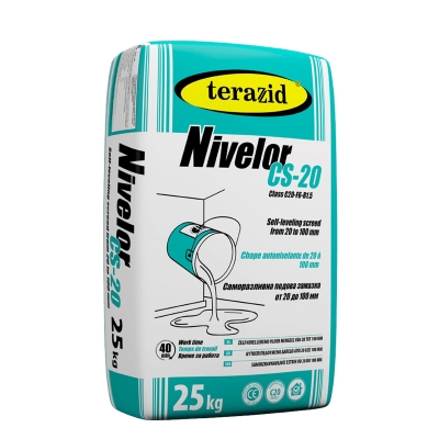 Саморазливна циментово-сулфатна подова замазка Terazid Nivelor CS-20 - 25 кг