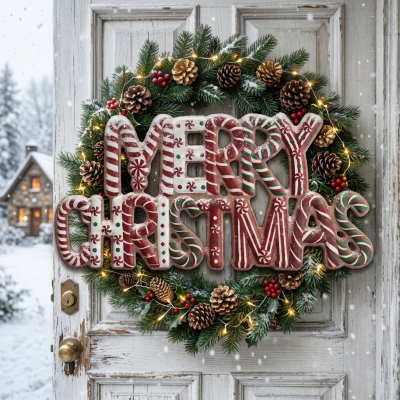 Коледна метална табела Merry Christmas 