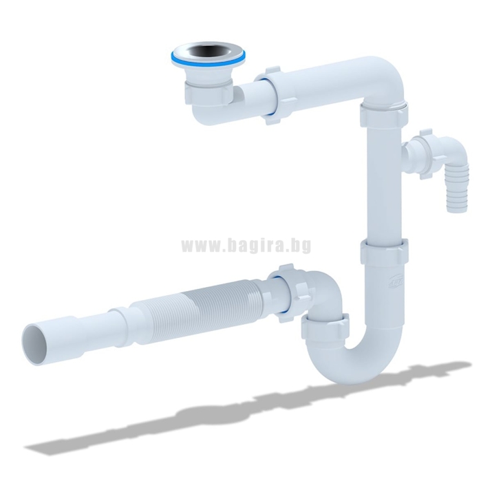 Тъбен сифон 1 1/4\" за мивка с витло и извод за пералня SPACE SAVING ...