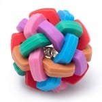 Играчка за куче - оплетено разноцветно топче Ф 6 см