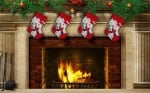 Коледна украса светещ чорап Дядо Коледа