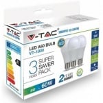 Комплект 3 бр. LED крушки 9W Е27 4000K V-TAC