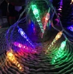 Коледни LED лапички "висулки" с прозрачен кабел.