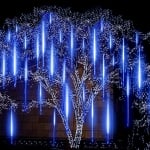 Коледни LED  висулки падащ сняг 42 см. синя светлина