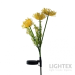 LED соларен осветител Хризантема - жълта Lightex
