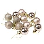 Комплект 12 броя коледни топки за елха в тубус цвят ШАМПАНСКО - 4 см