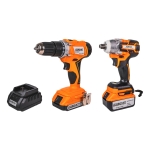 Комплект ударни бормашина 2 Ah и гайковерт 4 Ah BauKraft BK-CDIBIW3 - 18 V
