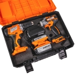 Комплект ударни бормашина 2 Ah и гайковерт 4 Ah BauKraft BK-CDIBIW3 - 18 V
