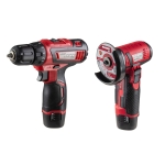 Комплект акумулаторни бормашина и ъглошлайф RAIDER PRO RDP-CDLCAG03 - 12 V / 2 Ah / 75 × 10 мм