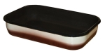 Емайлирана правоъгълна тава за печене – бежово-кафява / 40 × 25 × 7 см