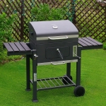 Барбекю на въглища с чугунена плоча - черен мат