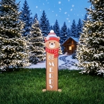 Коледна метална табела със стойка Christmas Bear – 20 x 80 см