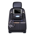 Мултифункционален органайзер за гърба на автомобилна седалка от черна еко кожа със 7 джоба RAZ179