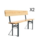 Градинска дървена маса с две пейки - С ОБЛЕГАЛКИ