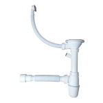 Сифон за мивка с утайник, гофрирана връзка Ø 50 мм и изход за пералня PREMIUM AS1007 - Ø 110 мм