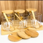Комплект стъклени буркани за съхранение Bamboo