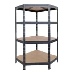 Ъглов метален стелаж - 180 х 90 х 90 x 40 см Black