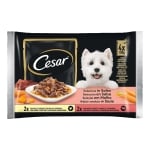 Пълноценна храна за кучета CESAR ПИЛЕ и ГОВЕЖДО в сос - 4 броя × 100 грама