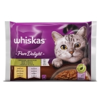 Пълноценна храна за котки WHISKAS Pure Delight 1+ ПОДБРАНИ КЪСЧЕТА в желе - ПАУЧ / 4 × 85 г