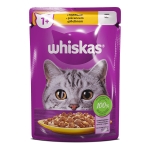 Пълноценна храна за котки WHISKAS 1+ с пилешко в желе - ПАУЧ / 85 г