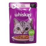 Пълноценна храна за котки WHISKAS 1+ със сьомга в сос грейви - ПАУЧ / 85 г