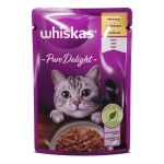 Пълноценна храна за котки WHISKAS Pure Delight с пилешко в желе - ПАУЧ / 85 г