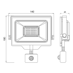 LED прожектор със сензор VIVALUX Shift черен - 6 400 К / 30 W