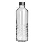 Стъклена бутилка за вода с метална капачка UNIGLASS DIAMOND - 1 литър