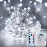 LED гирлянд 100 броя - 10 м с дистанционно за външна и вътрешна употреба на батерии