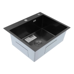 Кухненска мивка от неръждаема стомана с цвят Nano Black BÖHM BH6050B - SUS304 / 600 × 500 × 215 мм