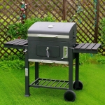 Барбекю на въглища с чугунена плоча - черен мат