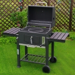 Барбекю на въглища с чугунена плоча - черен мат
