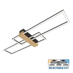 LED плафон Vivalux LUCAS черен с дървен елемент и три цветни температури CCT - 30 W