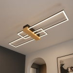 LED плафон Vivalux LUCAS черен с дървен елемент и три цветни температури CCT - 30 W