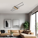LED плафон Vivalux LUCAS черен с дървен елемент и три цветни температури CCT - 30 W