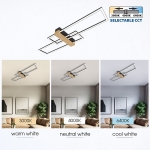 LED плафон Vivalux LUCAS черен с дървен елемент и три цветни температури CCT - 30 W