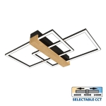 LED плафон Vivalux LUCAS черен с дървен елемент и три цветни температури CCT - 36 W