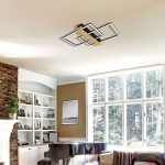 LED плафон Vivalux LUCAS черен с дървен елемент и три цветни температури CCT - 36 W