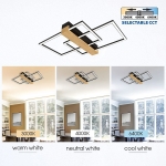 LED плафон Vivalux LUCAS черен с дървен елемент и три цветни температури CCT - 36 W