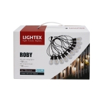 LED соларно въже LIGHTEX ROBY с 10 лампи, 2700 K, 6,5 м